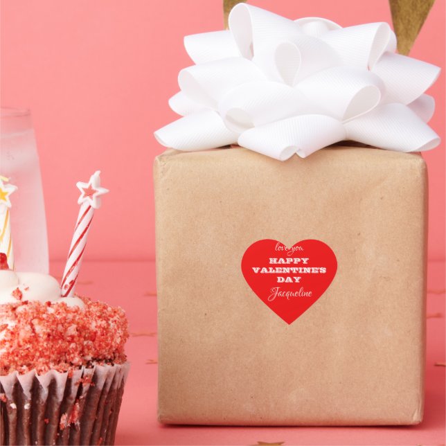 Cute Red Valentine's Day Stickers Personalize (Party)