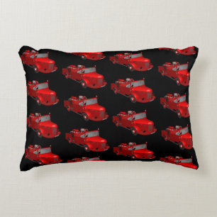 Cute Red Vintage Fire Truck Accent Pillow