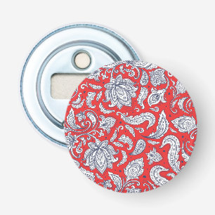 Cute red vintage flowers patterns bottle opener