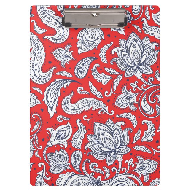 Cute red vintage flowers patterns clipboard (Front)