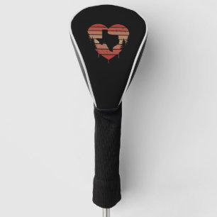 Cute Red Vintage Heart Texas Valentine Day Love Golf Head Cover