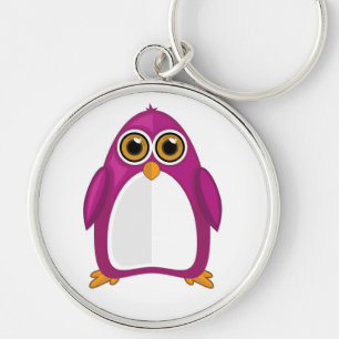 Cute Red Violet Penguin Kawaii Cartoon Big Eyes Keychain