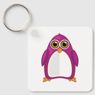 Cute Red Violet Penguin Kawaii Cartoon Big Eyes Keychain