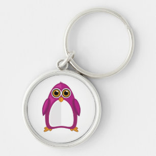 Cute Red Violet Penguin Kawaii Cartoon Big Eyes Keychain
