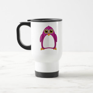 Cute Red Violet Penguin – Kawaii Cartoon Penguin Travel Mug
