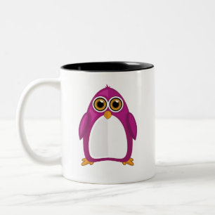 Cute Red Violet Penguin – Kawaii Cartoon Penguin Two-Tone Coffee Mug