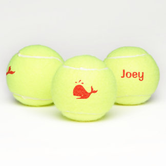 Cute Red Whale Name 4Joey Tennis Balls