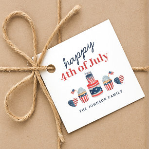Cute Red White And Blue 4th Of July Party Favour Tags