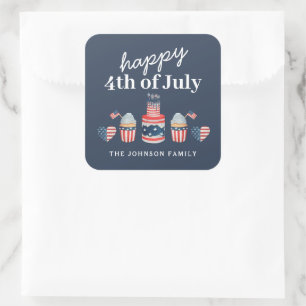 Cute Red White And Blue 4th Of July Party Square Sticker