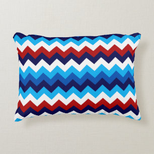 Cute Red White Blue Chevrons Accent Pillow