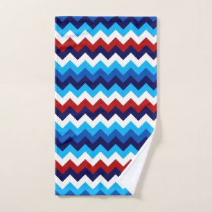 Cute Red White Blue Chevrons Hand Towel