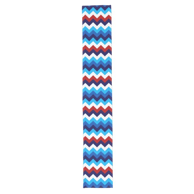 Cute Red White Blue Chevrons Large Table Runner (Front)