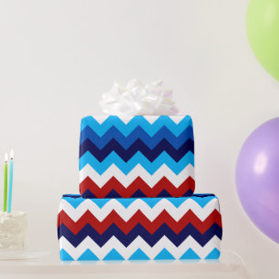 Cute Red White Blue Chevrons Wrapping Paper