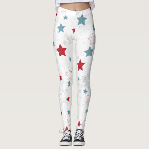 Cute Red White & Blue Patriotic Stars Leggings