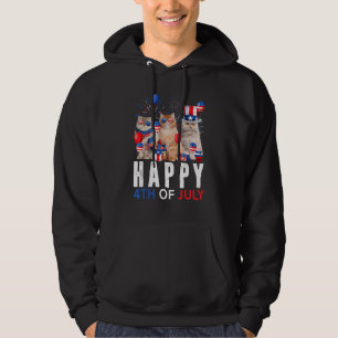 Cute Red White Blue Persian Cat Patriotic Happy 4t Hoodie