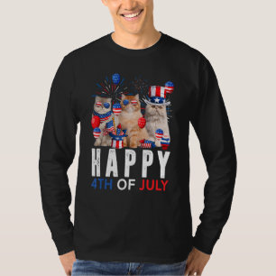 Cute Red White Blue Persian Cat Patriotic Happy 4t T-Shirt