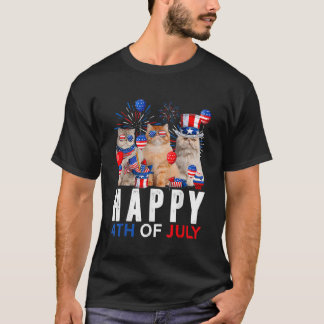Cute Red White Blue Persian Cat Patriotic Happy 4t T-Shirt