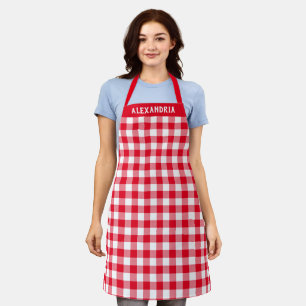 Cute Red White Buffalo Plaid Custom Apron