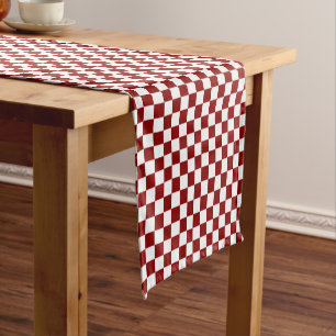 cute red white chequered short table runner