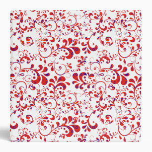 Cute red white floral pattern binder