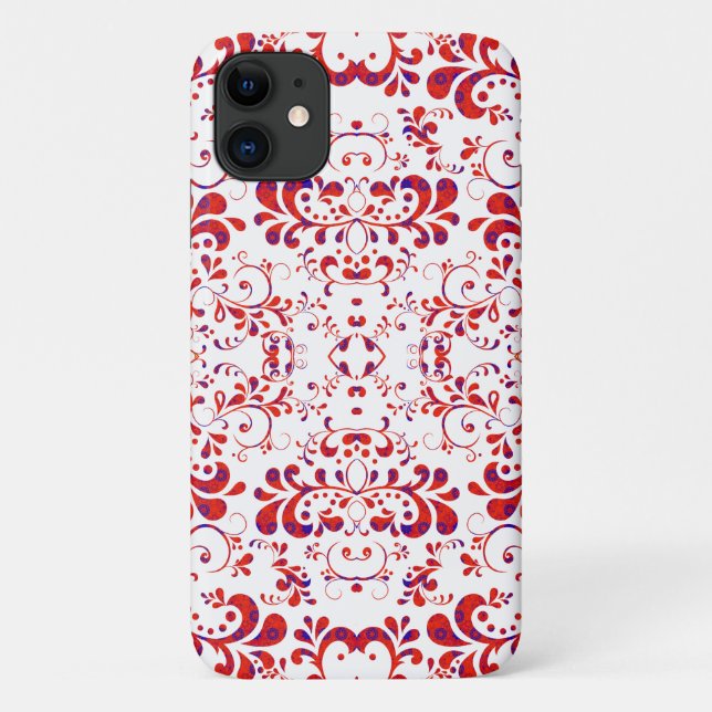 Cute red white floral pattern Case-Mate iPhone case (Back)