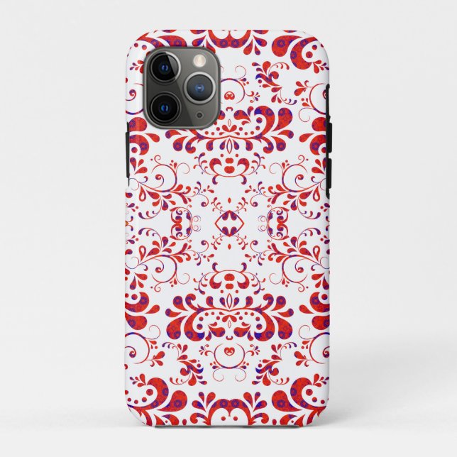 Cute red white floral pattern Case-Mate iPhone case (Back)