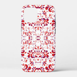 Cute red white floral pattern iPhone 12 mini case