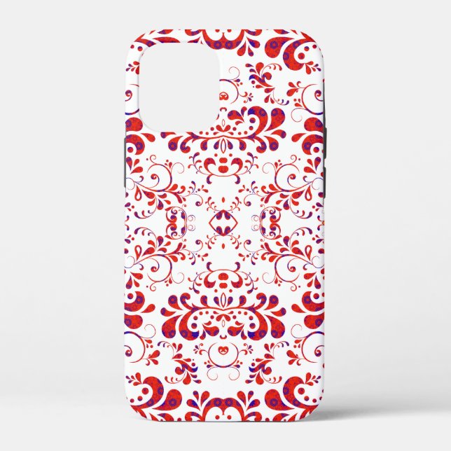 Cute red white floral pattern Case-Mate iPhone case (Back)
