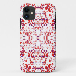 Cute red white floral pattern iPhone 11 case