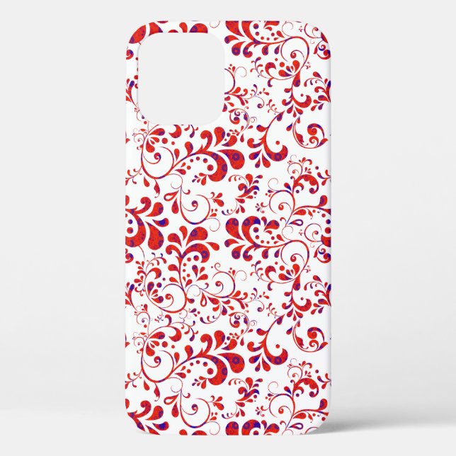 Cute red white floral pattern Case-Mate iPhone case (Back)