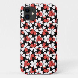 Cute red white flowers patterns iPhone 11 case