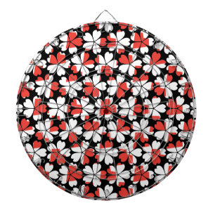 Cute red white flowers patterns dartboard