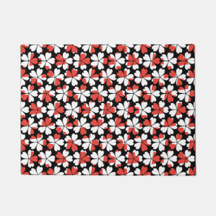 Cute red white flowers patterns doormat