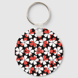 Cute red white flowers patterns keychain