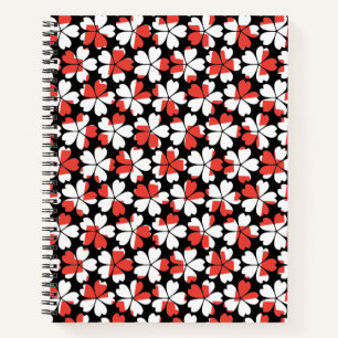 Cute red white flowers patterns notebook