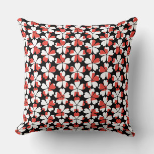 Cute red white flowers patterns throw pillow