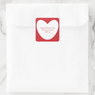 Cute red white heart classroom Valentine's Day Square Sticker