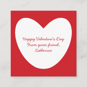Cute red white heart kids classroom Valentine's Enclosure Card