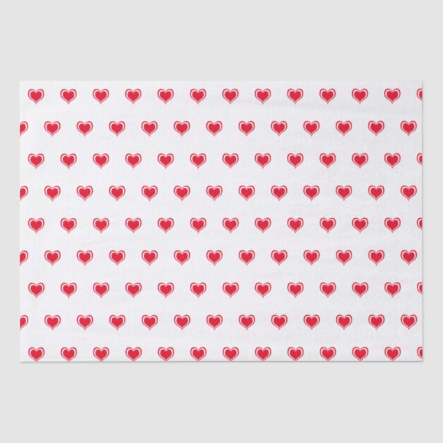 Cute Red White Heart Valentines Day Pattern Love T Tissue Paper (Front)