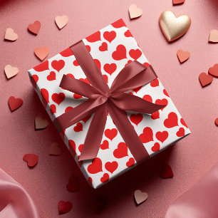 Cute Red & White Heart Valentines Wrapping Wrapping Paper Sheet