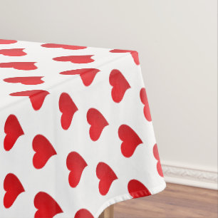 Cute red white hearts pattern modern girly chic tablecloth