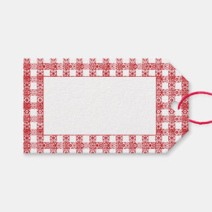 Cute red & white lace gingham vintage plaid  gift tags