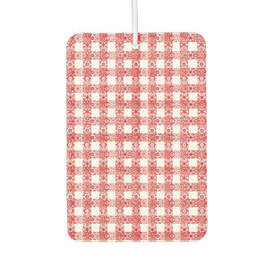Cute red white lace plaid vintage farmhouse heart air freshener