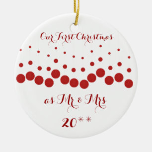 Cute Red & White Our First Christmas Ornament
