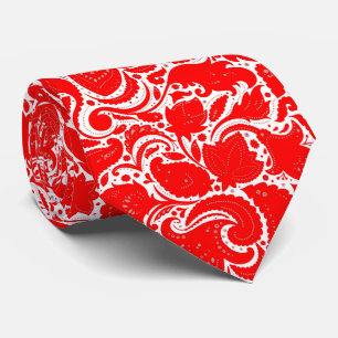 Cute red white paisley pattern tie