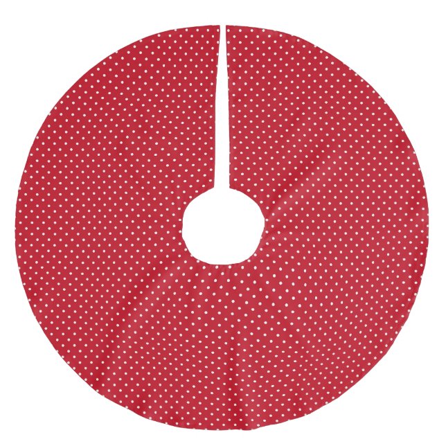 Cute red white polka dot pattern stylish elegant brushed polyester tree skirt (Front)
