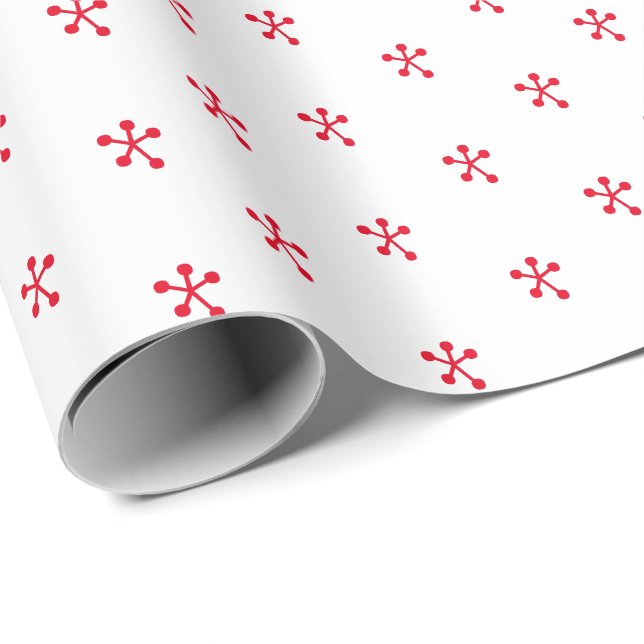 Cute red white stars snowflakes pattern  wrapping paper (Roll Corner)