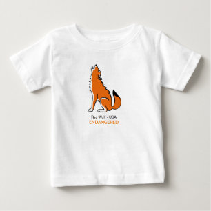 Cute Red WOLF - Endangered animal graphic - Baby T-Shirt