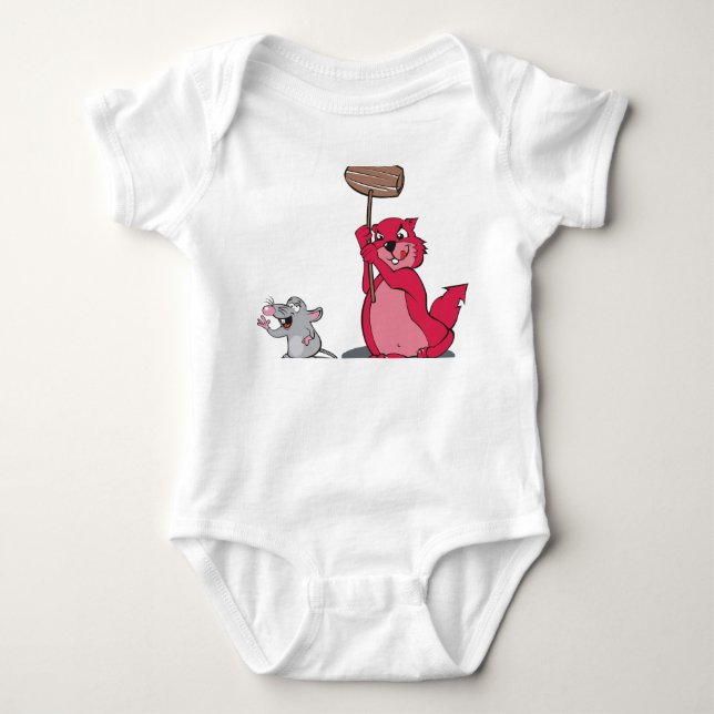 Cute Red Working Beaver Baby Bodysuit - Artistic  (Front)
