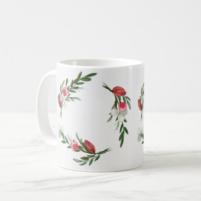 Cute Red Wreath Flower Mug (Front Left)